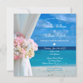 Elegant Blommigt Ocean Beach Sommar Bröllop Inbjudningar