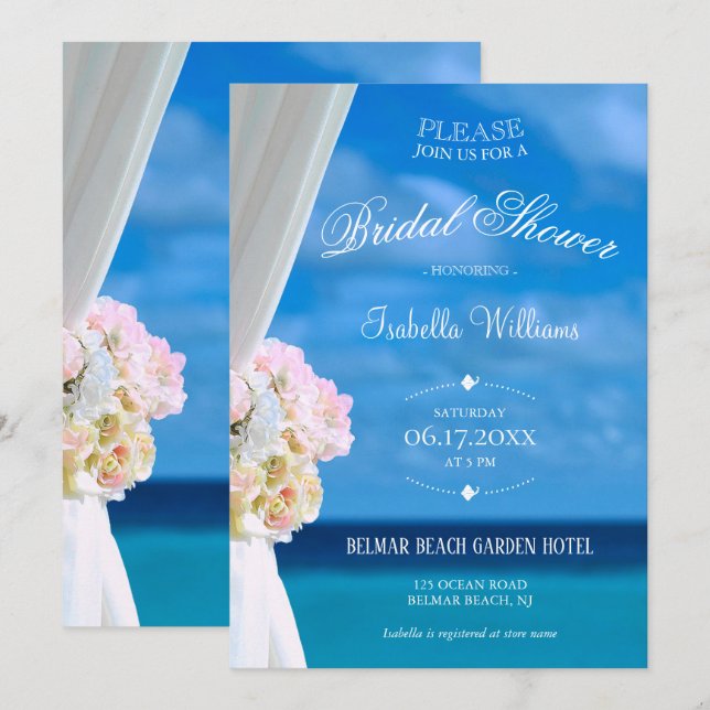 Elegant Blommigt Ocean Beach Sommar Möhippa Inbjudningar (Fram/baksida)