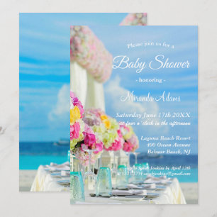 Elegant Blommigt Ocean Beach Summer Baby Shower Inbjudningar