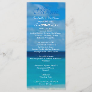 Elegant Blommigt Ocean Beach Summer Bröllop Menu Meny