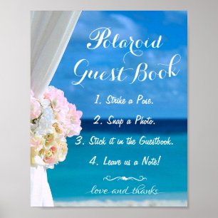 Elegant Blommigt Ocean Beach Summer Guestbook Sign Poster