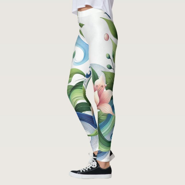 Elegant Blommigt och blomning Kvinnor Leggings (Vänster)