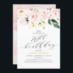 Elegant  Blommigt och eukalyptus 70: e födelsedage Inbjudningar<br><div class="desc">En elegant för en elegant och en feminin kvinna. Utformningen har en rosa med vattenfärg och vita blommor tillsammans med eukalyptus och annan grönsak som toppar all födelsedagsfest. En med kalligrafi av eleganten som skrivstil gör att huvudet "70:e födelsedag" blir utseendeväckande. Anpassa med hjälp av den angivna fälten för mallen....</div>