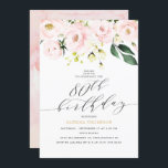Elegant  Blommigt och eukalyptus 80: e födelsedage Inbjudningar<br><div class="desc">En elegant för en elegant och en feminin kvinna. Utformningen har en rosa med vattenfärg och vita blommor tillsammans med eukalyptus och annan grönsak. Ett kalligrafiskt skript för elegant som typografi gör att rubriken "90:e födelsedag" visas. Anpassa med hjälp av den angivna fälten för mallen. Om du behöver hjälp eller...</div>