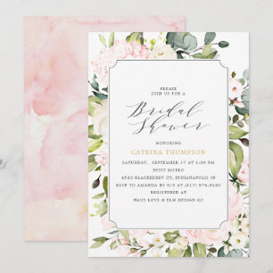 Elegant Blommigt och eukalyptus Möhippa Inbjudningar