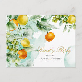 Elegant Blommigt och frukt, vattenfärg, sommartid, Vykort