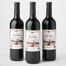 Elegant Blommigt och guld babykläder Vin-etikett