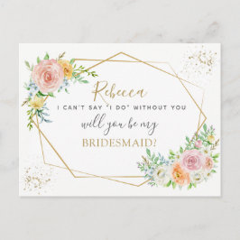 Elegant Blommigt och guld BRIDESMAID frieri Inbjudan Vykort