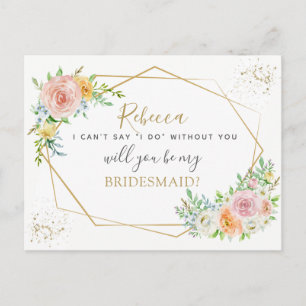Elegant Blommigt och guld BRIDESMAID frieri Inbjudan Vykort