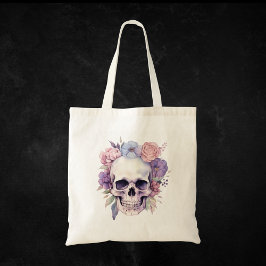 Elegant blommigt och skallgotisk halloween tygkasse