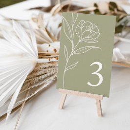 Elegant Blommigt Olive Bröllop Bordsnummer Cards