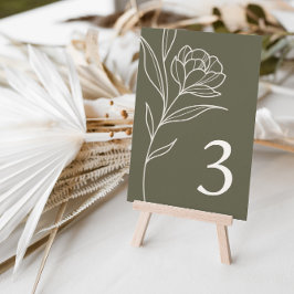 Elegant Blommigt Olive Bröllop Bordsnummer Cards