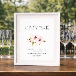 Elegant Blommigt Open Pub-tecken Poster