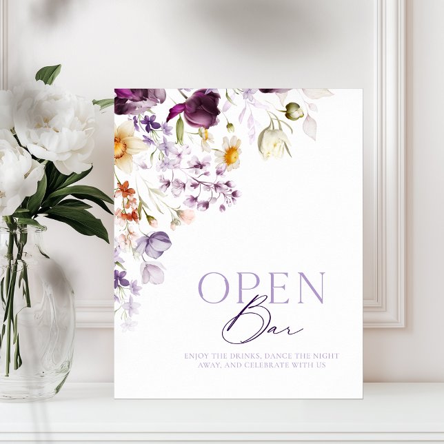 Elegant Blommigt Open Pub-tecken Poster (Skapare uppladdad)