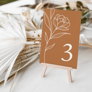 Elegant Blommigt Orange Bröllop Bordsnummer Cards