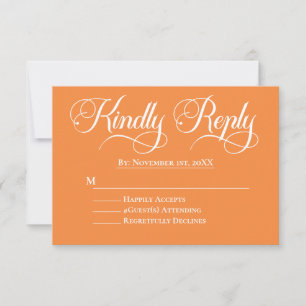 Elegant Blommigt Orange och Blue Ro Bröllop OSA Kort