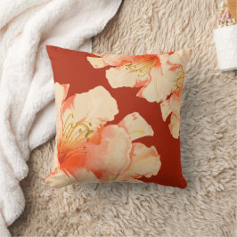 Elegant Blommigt Orange Peach Kudde