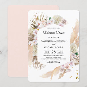 Elegant Blommigt Orchids & Pampas Beauty Ram Inbjudningar