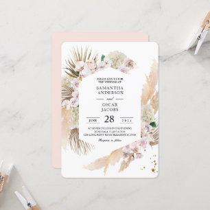 Elegant Blommigt Orchids & Pampas Beauty Ram Inbjudningar