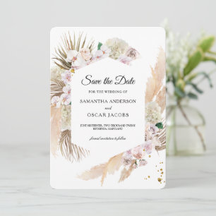 Elegant Blommigt Orchids & Pampas Beauty Ram Spara Datumet