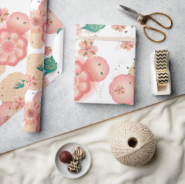 Elegant Blommigt Ornament Vår Peach Garden Presentpapper
