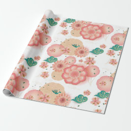 Elegant Blommigt Ornament Vår Peach Garden Presentpapper