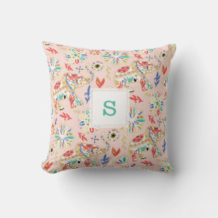 Elegant Blommigt Ornate Elephant Mönster Kudde