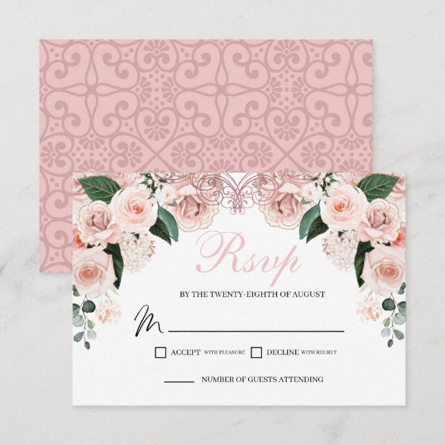 Elegant  Blommigt OSA-hölje för  Rosa OSA Kort (Fram/baksida)