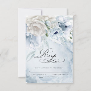 Elegant Blommigt OSA kort för vattenfärgsblåa inlä