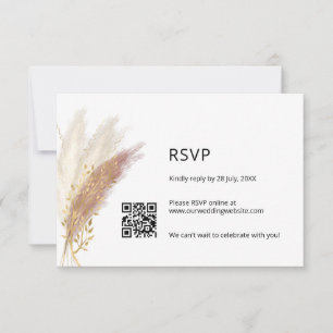 Elegant Blommigt OSA med QR Code Dusty Rosa Pampas Kort