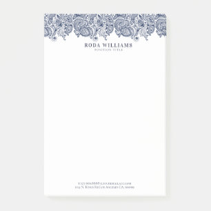 Elegant blommigt paisley snöre post-it block