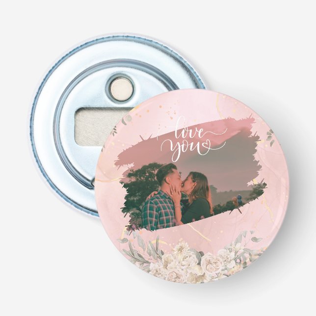 Elegant Blommigt par foto Flasköppnare (Framsidan)