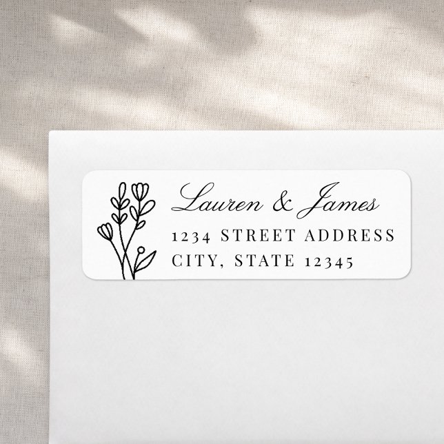 Elegant Blommigt par Namn Bröllop Returadress Returadress Etikett (Skapare uppladdad)
