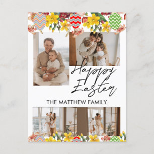 elegant blommigt Påsk, familjens fyra fotokollage Helg Vykort