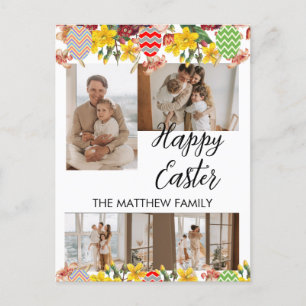 elegant blommigt Påsk, familjens fyra fotokollage Helg Vykort