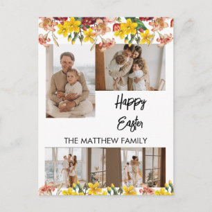 elegant blommigt Påsk, familjens fyra fotokollage Helg Vykort