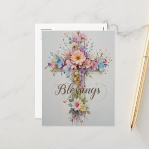 Elegant Blommigt Påsk Kor Blessing Helg Vykort