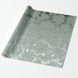 Elegant Blommigt Pastel Sage Grönt Mönster Presentpapper