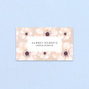 Elegant Blommigt Peach Mönster Visitkort