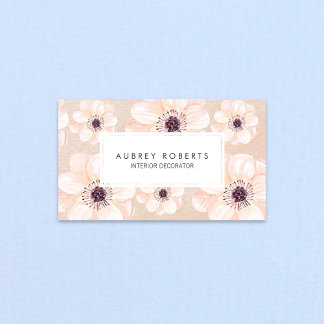 Elegant Blommigt Peach Mönster Visitkort