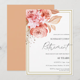 Elegant Blommigt Peach Pension Inbjudningar
