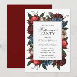 Elegant Blommigt Pension Party Inbjudningar
