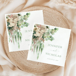 Elegant Blommigt Peonies Bröllop Pappersservett