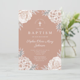 Elegant Blommigt Peonies Kor Girl Girl Baptism Inbjudningar