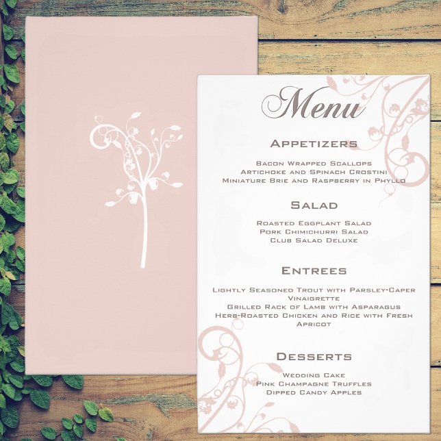 Elegant Blommigt Persika  Bröllop Menu Flyer (Skapare uppladdad)