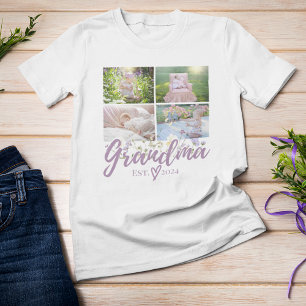 Elegant Blommigt Personlig Grandma Photo T Shirt