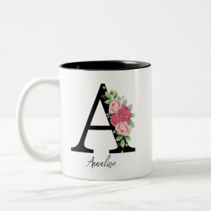 Elegant Blommigt Personlig Monogram kaffe Mugg A