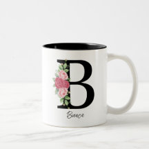 Elegant Blommigt Personlig Monogram kaffe Mugg B