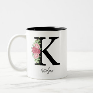 Elegant Blommigt Personlig Monogram kaffe Mugg K