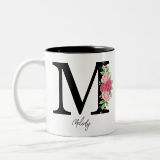 Elegant Blommigt Personlig Monogram kaffe Mugg M